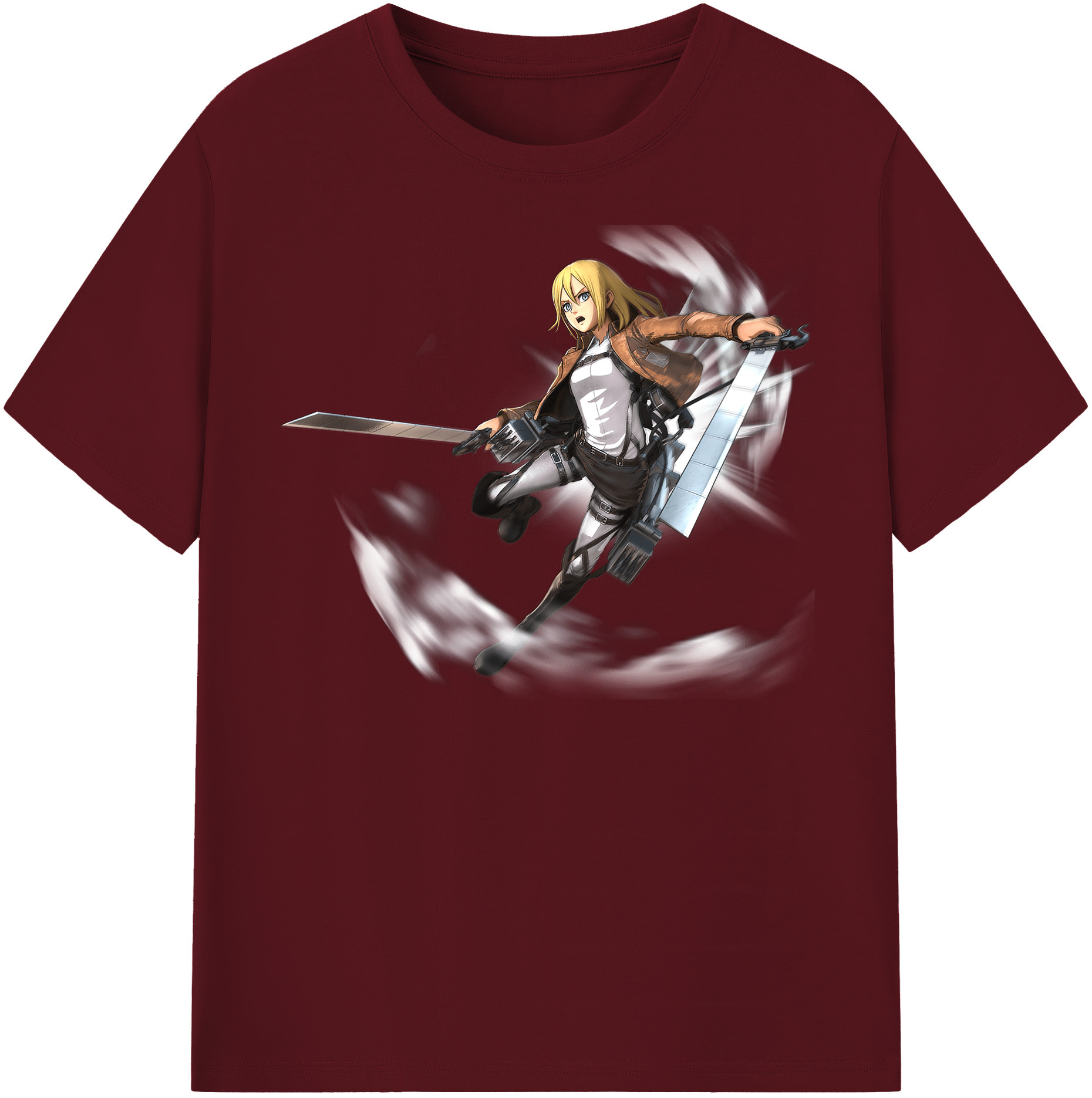 （画像用） 進撃の巨人 クリスタ·レンズ Attack on Titan Christa Lenz 綿100％半袖Tシャツ（フロントプリント）